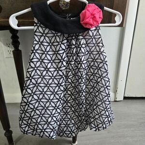Baby Essentials Black and White Dress with Pink Accent